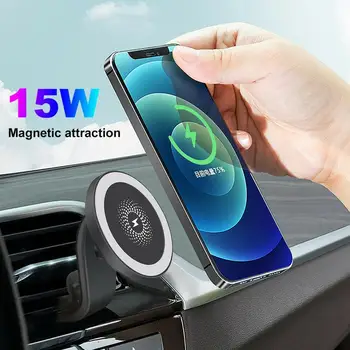 Нов Магнитен Авто Безжичен Държач Зарядно Устройство с мощност 15 W за iPhone Серия magsafe 12 13 Pro Max Mini, Бързо зарядно, Поставка За Телефон