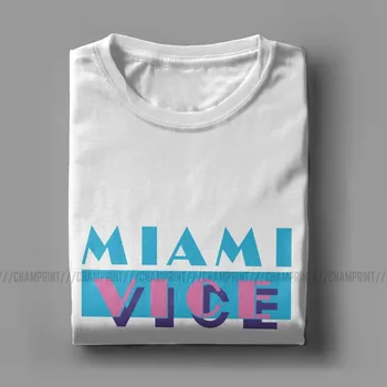 Тениска Miami Vice Vaporwave Harajuku, Мъжки Реколта Тениска От чист Памук, Тениска с Кръгло Деколте, Блузи с Къс Ръкав, Идея за Подарък