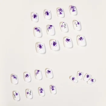 GAM-БЕЛ Къса Режийни Ноктите Акварел Цъфтят Цветя Модел на Фалшиви Съобщения За Нокти с Пълно Покриване на Върховете на Нокти DIY Ноктите Инструмент