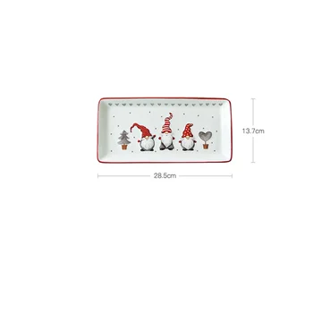 Скандинавски правоъгълен Коледен Подарък керамични плоска чиния и кухненски прибори щампована дълбока чиния креативна западна чиния пържола