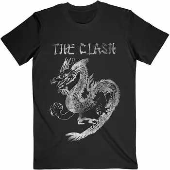 Официална Тениска На The Clash Dragon Мъжки Черна Пънк Рок Метална Реколта Класическа Тениска