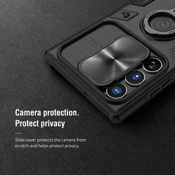 Калъф CamShield Armor за Samsung Galaxy S22 Ultra, Хибриден Защитен калъф Nillkin Bumper с поставка и капака на обектива на камерата