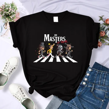 Дамски Тениски Queen The Masters Of Rock Road, Модни и Ежедневни Тениска, градинска Риза в стил хип-хоп с Къс Ръкав и Кръгло Деколте, летен Съкратен топ, Дрехи