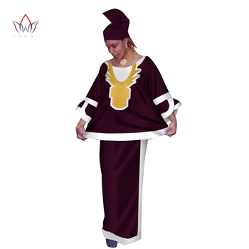 Традиционни Африкански дрехи, обличам Басейн Riche с Шал, Комплект от 2 теми, Потник и пола с принтом в африканския стил, Големи размери 6XL, WY199