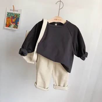 2020 Пролетно-Новият модел детски дрехи, детска тениска в корейски стил, безплатна детска тениска с кръгло деколте и дълги ръкави