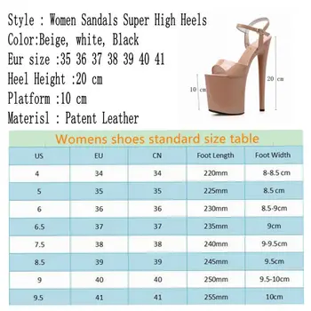 DiJiGirls/ Чубрица Сандали на висок ток 20 см, бели обувки на платформа от 10 см, женски Т-образни Фетиш-сандали на екстремно Висок ток за Подиум