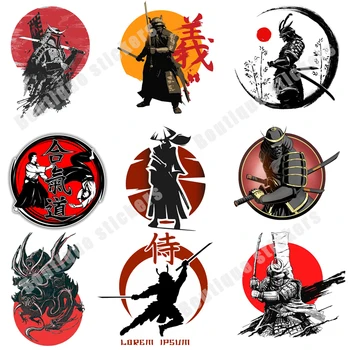 Японски Айкидо Samurai Warrior Графика Броня Самурай Нинджа верен привърженик на бушидо Стикер Vinyl Стикер, Подходящ за Автомобил Мотоциклетни Шлем