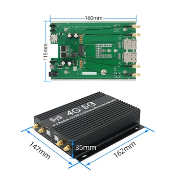 M. 2 USB 3.0 Ключ с жак за две СИМ-карти за Quectel RM510-GL RM502Q-AE RM502Q-GL RM500Q-GL RM500Q-AE 5G M. 2 Модем