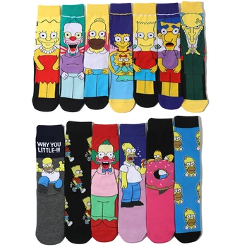 Модни Забавни Чорапи Simpsonss, Дамски Чорапи, Мъжки Чорапи с Герои от Анимационни герои от аниме, Висококачествени Дишащи Памучни Спортни Чорапи в стил хип-хоп