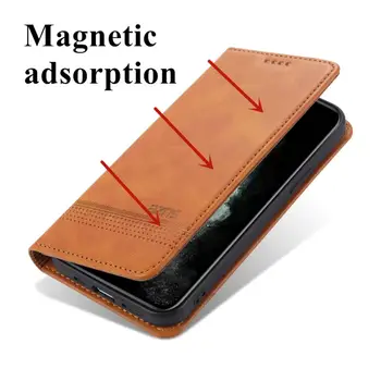 Луксозен кожен калъф с магнитна чрез адсорбция за OPPO A15 A15s A16 A16s, флип-надолу капака, защитен калъф-портфейл, чанта за носене-калъф