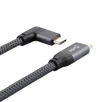 USB 3.2 Gen 2 x 2 Правоъгълен USB кабел-C-USB-C USB 3.1 Gen 2 5A 20 gbps с храненето 100 Вата за преносими компютри Type-C
