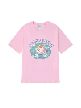 Deeptown 100 Памучен тениска Kawaii Harajuku, Тениски С графичен Принтом, Летен Топ С Къс Ръкав, Дамски Тениска, Ежедневни Свободна Модни Корея