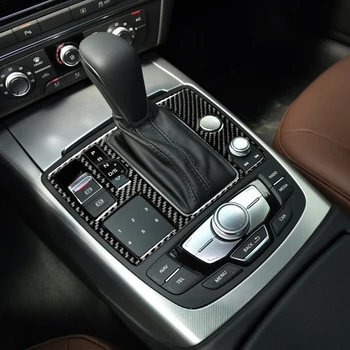 Предната Конзола Интериор на Двигателя Старт Стоп Панел на Кутията Покритие Декор Стикер, Подходящи за Audi A6 A7 2012 2013-2018 LHD Черно Карбоновое Влакна