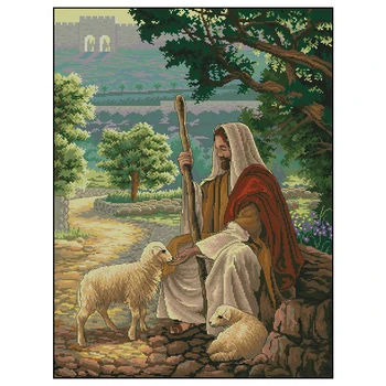 Amishop Дрехи-високо Качество Прекрасен Брои Комплект за Кръстат Бод Не се Губи Повече, Исус Христос, Пастир на Религията кръст Бод Дим 3867