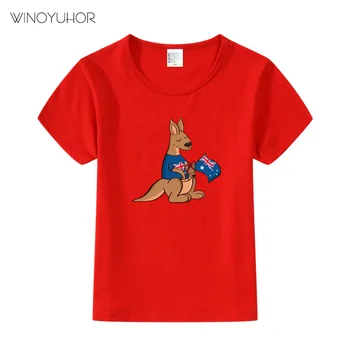 Тениска с Принтом на Австралийското Кенгуру, Детска Тениска 2021 г., Нова Лятна Тениска с Анимационни Герои, Подарък с Австралийски Флаг, Детска Тениска За Момчета И Момичета