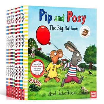 9 книги/набор от Аксел Шеффлер Пип и Пози Детска класика образование на Английски книжки с картинки Детски комикс