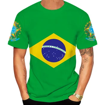 Лятна Тениска с Модерна Американска С Бразилски Флаг, 3d Принтом, Мъжки И Дамски Ежедневни Тениска Оверсайз, Детски Тениски, Потници, Облекло
