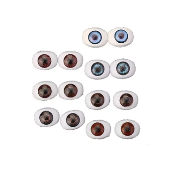 6 Двойки Акрилни Куклени Очи от материал 12x8 мм, Сини/Кафяви Очи, Модни Аксесоари за Кукли Bjd, Детски Играчки 