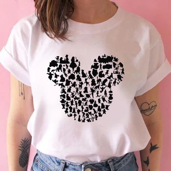 Дамски Тънка фланелка, Прекрасни Празнични Тениски, Дамски тениски с Силует прекрасни големи уши, Бяла Тениска за момичета, Тениска Tumblr