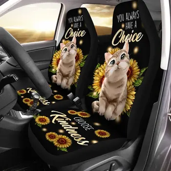 Комплект Калъфи за автомобилни седалки Котка Коте с Камуфляжным модел, Комплект от 2 Универсални Защитни покривала за предните седалки