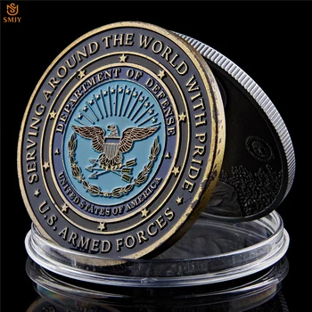Горда Военна Семейство САЩ, Пета армия, Служители По Целия Свят и с Гордост на Въоръжените Сили на САЩ, Метална монета с Орел, са подбрани монета