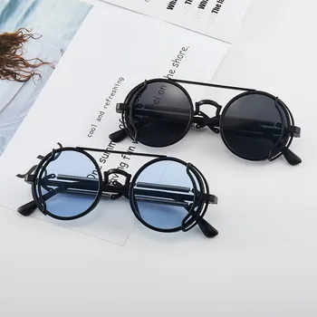 Vintage Слънчеви Очила В стил Пънк Steampunk UV400 С Кръгли Рамки, Цветни Лещи, Очила, слънчеви Очила, Готически Мъжки И Дамски Слънчеви Очила, Steampunk
