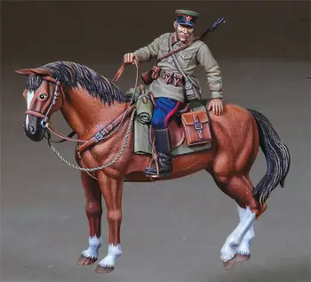 1/35 древен Руски офицер (1 цифра и 1 кон) Комплекти модели на фигури от смола Миниатюрен gk в разглобено формата на Неокрашенный