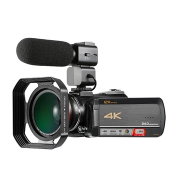 Професионална цифрова камера Winait 4K с 12-кратно оптично увеличение, цифрова видеокамера за създаване на филми