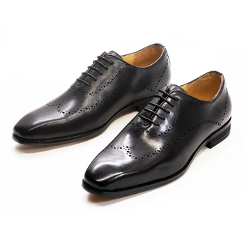 Луксозни Италиански Официални Обувки, Мъжки Oxfords с Перфорации Тип 