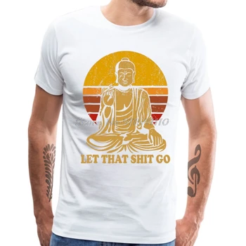 Тениски в ретро стил, тениски Let That Shit Go, Памучен тениска, Мъжки Ризи, Риза на Буда, Мъжка Тениска За Възрастни, Тениски в стил хип-хоп