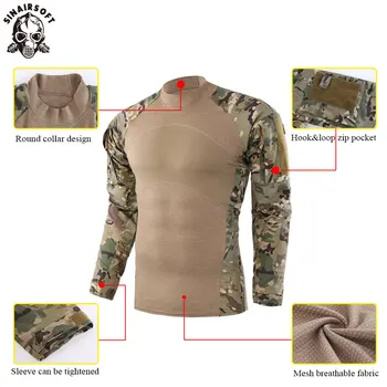 Тактическа Памучен Тениска С Дълъг Ръкав Поколение III, Бойна Тениска с една Жаба, Мъжки Спортни Камуфляжные Ризи, униформи на Армията на САЩ, Страйкбол