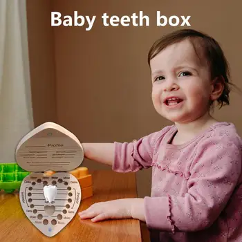 Феята на Скоростната Памет във формата На сърце Зъбни Кутии За Загубени Зъби Дървена Кутия За Млечни Зъби Държачи За Зъби Подарък За Детската Душа За Деца