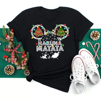 Весела Коледа, женски случайни модерен топ Matata, Дамски топ с кръгло деколте, Нов Коледен женски къс ръкав