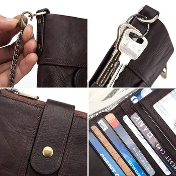 Мъжки Двойна портфейл от естествена Кожа, RFID заключване, Високо Ниво на Сигурност, Притежателя На Кредитни Карти, Малки Клатч с Цип Портмонето