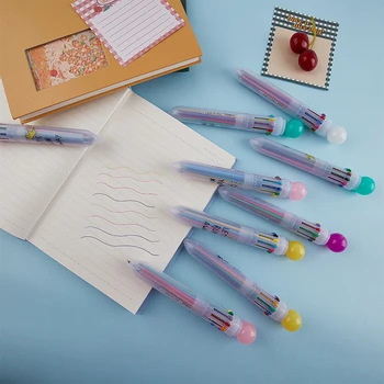 Сладък Карамел цвят Мулти 10 Цвята В един комплект Химикалка писалка Канцеларски писма