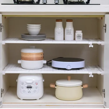 Разширяване на Рафтовете на Шкафа Органайзер Регулируеми Рафтове За Съхранение на Дрехи за Кухни Спални Пластмасов Шкаф за Баня, Шкаф-Часова рецепция