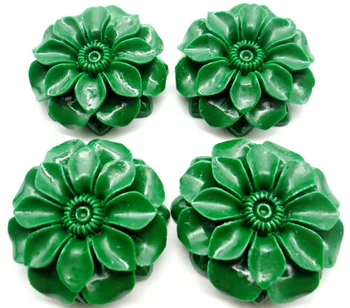 Китайски Органичен Цинобър естествен Кварцов кристал изсечен зелено цвете чар Окачване за 