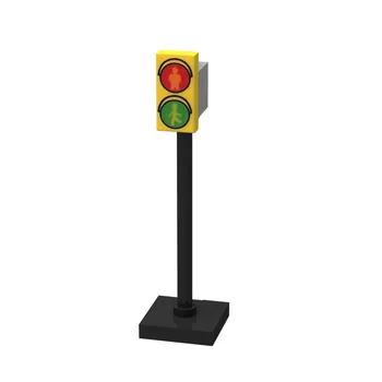 Аксесоари За строителни блокове С малки частици MOC City Street View Пътен указател Пътен Светлинен индикатор за Светлинна бариера Знак на 10 бр./лот