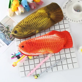 3D Златни Риби Arowana молив случай Kawaii Корейски Стил Плат Моливи Чанти