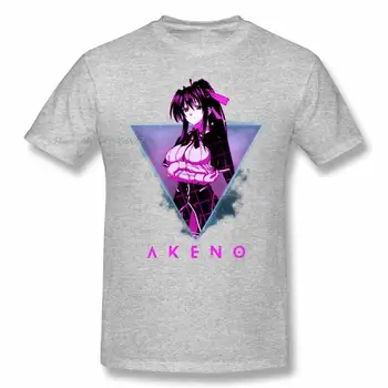 Akeno Himejima Highschool DxD 80 s Аниме Мъжка Тениска Голям Размер От Памук Кръгло Деколте и Къс Ръкав За Поръчка на Мъжки Ризи