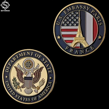 В САЩ Свободата на Посолството на Свобода Париж на Държавния департамент на Възпоменателна Златна Монета Медал на Повикване W/ Луксозна Кутия