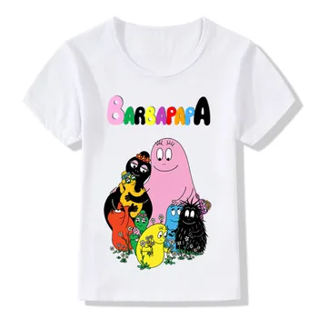 Забавна тениска с хубав анимационни принтом Barbapapa за момчета и момичета, лятна Бяла тениска с къс ръкав, Детски Ежедневни облекла, HKP5162