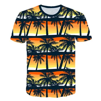 Лятна Тениска с красиви цветя за момчета и момичета, модни извънгабаритни бързо съхнещи 3D мъжки тениски с цветен модел, хавайски блузи, тениски