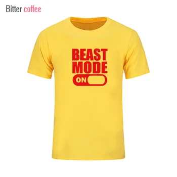 2021 Лятна НОВА мотивационна тениска BEAST MODE ON WEIGHTLIFTING, Мъжка тениска с Кръгло деколте и Къс Ръкав, Мъжки Блузи и ризи, Размерът Евро