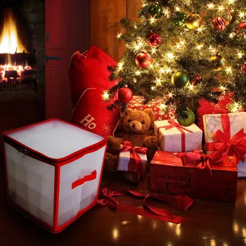 Коледен Орнамент Кутия За Съхранение 64 Окото Коледни Топки Декор Пластмасова Кутия За Съхранение с Капак Органайзер с Разделители