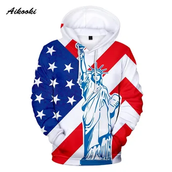 Aikooki Нов Национален флаг на САЩ Качулки Мъжки Дамски Модни Блузи С Качулка знамето на Съединените Щати-Денят на Независимостта Hoody 3D
