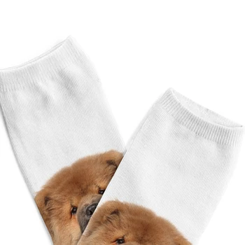 Новите Дамски Чорапи С 3D Цифрово Принтом Кучета чау-чау, Унисекс, Модни Сладки Къси Чорапи, Дамски Чорапи С Ниско Деколте, Топла Красива Едро